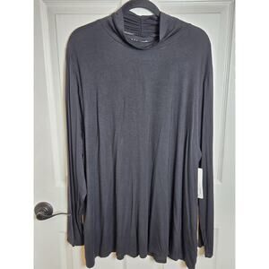 Soft Surroundings Shirt Womens 3X Black Chloe Turtleneck Tunic Stretch Top